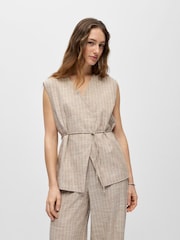 OBJECT Grey Stripe Belted Waistcoat - Image 2 of 4
