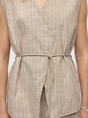 OBJECT Grey Stripe Belted Waistcoat - Image 3 of 4
