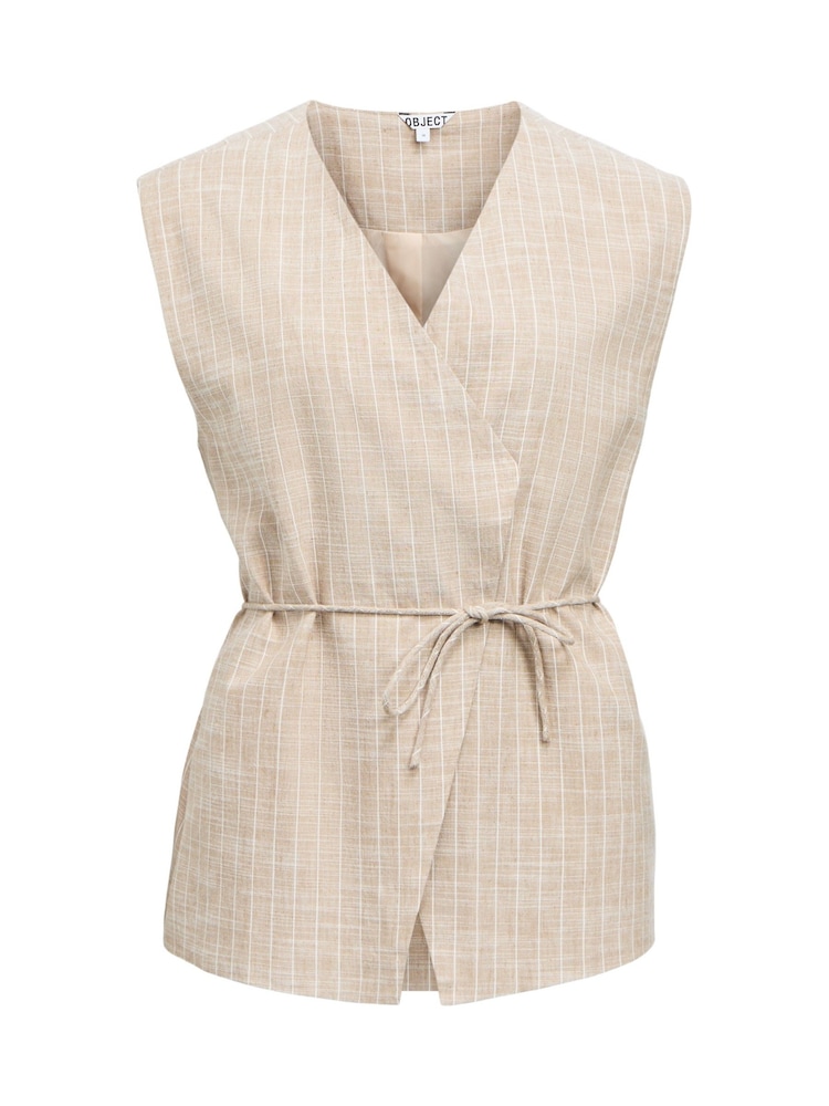 OBJECT Grey Stripe Belted Waistcoat - Image 4 of 4 OBJECT Grey Stripe Belted Waistcoat - Image 4 of 4