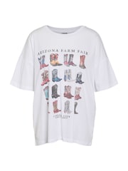 NOISY MAY White Cowboy Print Short Sleeve T-Shirt - Image 5 of 5