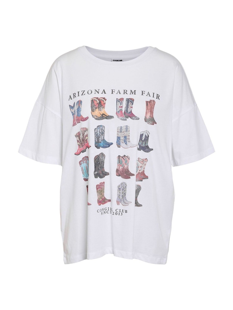 NOISY MAY White Cowboy Print Short Sleeve T-Shirt - Image 5 of 5