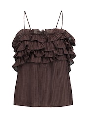 OBJECT Brown Ruffle Vest Top - Image 1 of 1