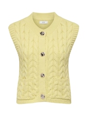 JDY Yellow Cable Knit Vest with Button Detail - Image 1 of 2