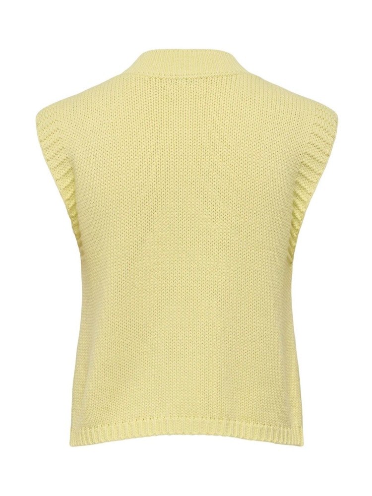 JDY Yellow Cable Knit Vest with Button Detail - Image 2 of 2