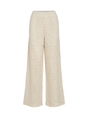 VILA Gemusterte Häkelstil-Hose mit Hoher Taille und Weitem Bein - Bild 1 von 2