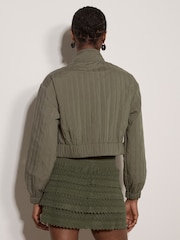 Apricot Green Quilted Cropped Jacket - Image 3 of 4
