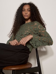Apricot Green Boho Floral Crochet Top - Image 5 of 5