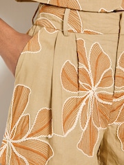 Apricot Natural Embroidered Floral Shorts - Image 5 of 5