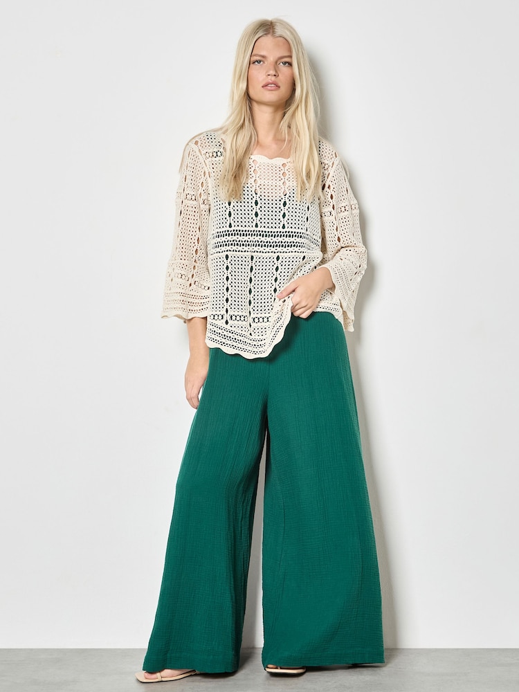 Apricot Natural Bell Sleeve Crochet Top - Image 4 of 4