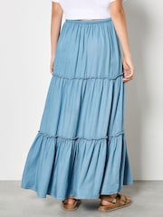 Apricot Blue Denim Tiered Maxi Skirt - Image 5 of 5