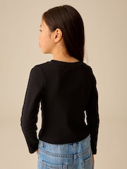 Black Fitted Long Sleeve Rib Top (3-16yrs) - Image 3 of 8