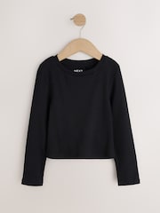 Black Fitted Long Sleeve Rib Top (3-16yrs) - Image 5 of 8