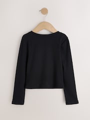 Black Fitted Long Sleeve Rib Top (3-16yrs) - Image 6 of 8