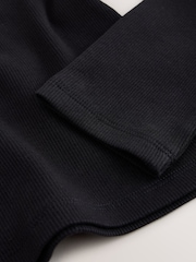 Black Fitted Long Sleeve Rib Top (3-16yrs) - Image 7 of 8