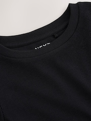 Black Fitted Long Sleeve Rib Top (3-16yrs) - Image 8 of 8