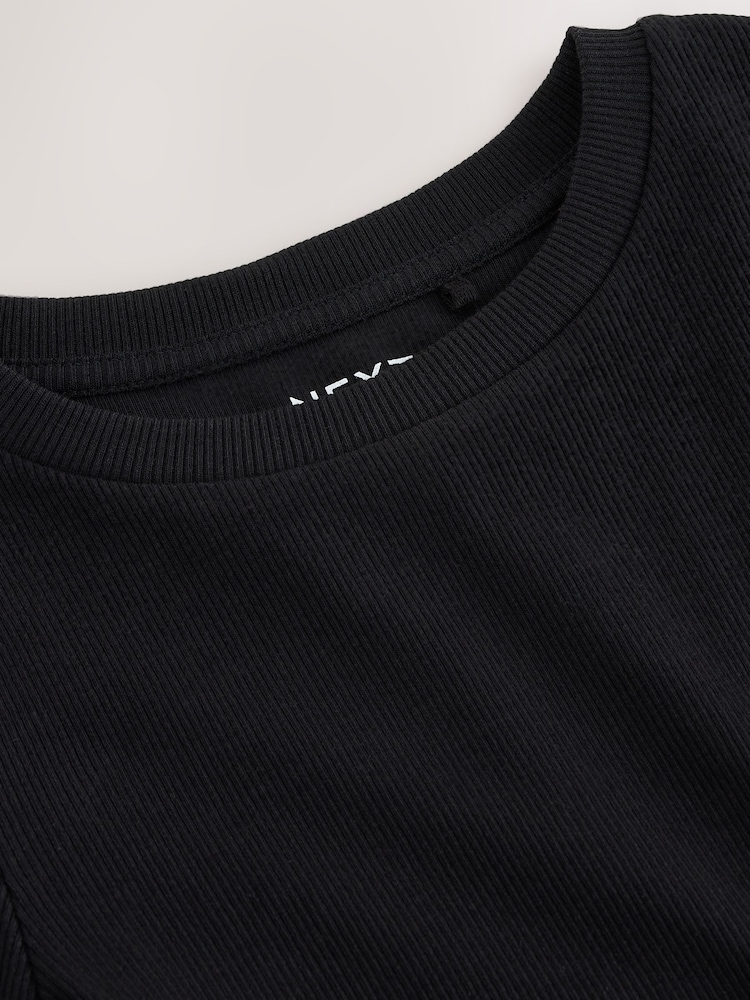 Black Fitted Long Sleeve Rib Top (3-16yrs) - Image 8 of 8 Black Fitted Long Sleeve Rib Top (3-16yrs) - Image 8 of 8