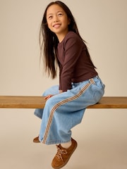Chocolate Brown Fitted Long Sleeve Rib Top (3-16yrs) - Image 4 of 8