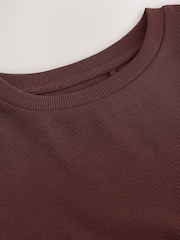 Chocolate Brown Fitted Long Sleeve Rib Top (3-16yrs) - Image 8 of 8