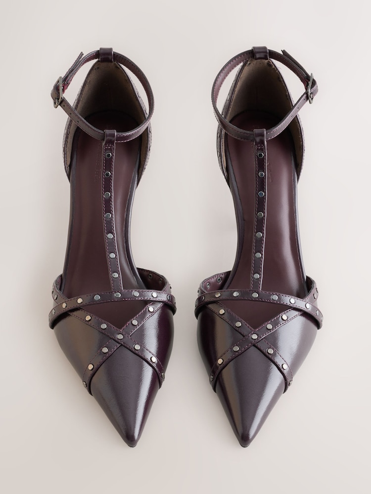 Burgundy Red Forever Comfort® Two Part Low Stud Heels - Image 2 of 5