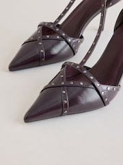 Burgundy Red Forever Comfort® Two Part Low Stud Heels - Image 4 of 5