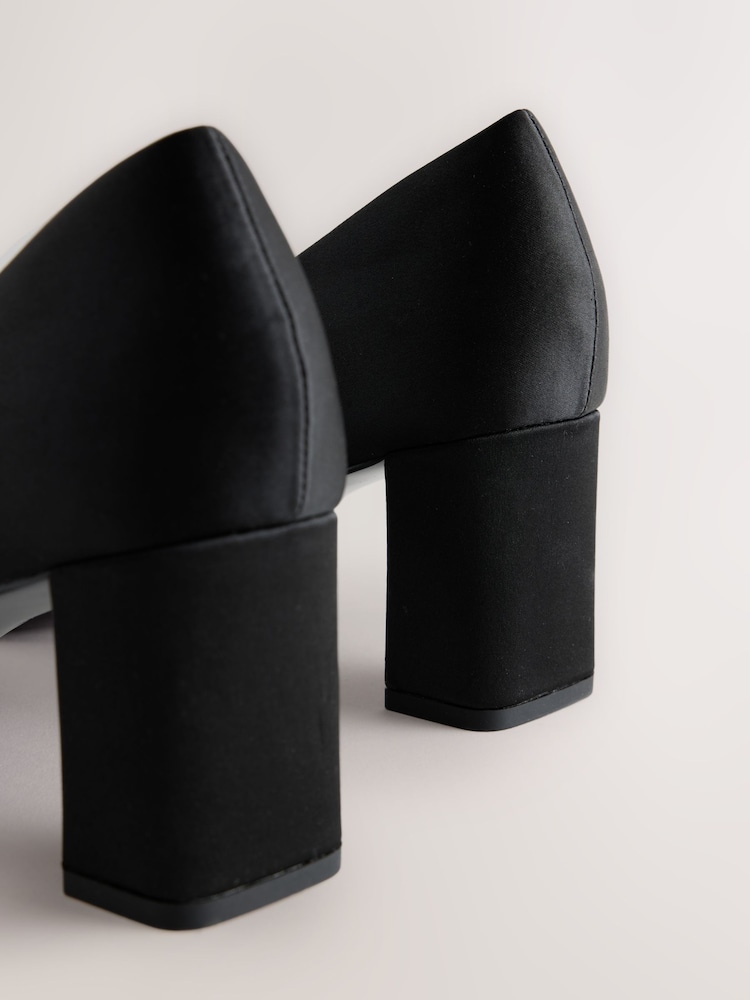 Black Forever Comfort® Satin Block Court Heels - Image 7 of 7 Black Forever Comfort® Satin Block Court Heels - Image 7 of 7