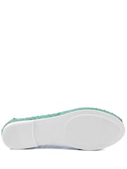 Pavers Green Leather Cut Out Peep Toe Flats - Image 5 of 5