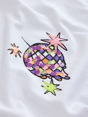 Ecru Disco Ball Oversized Sequin Graphic T-Shirt (3-16yrs) - Image 7 of 8