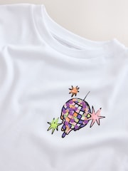 Ecru Disco Ball Oversized Sequin Graphic T-Shirt (3-16yrs) - Image 8 of 8