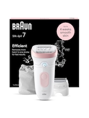 Braun Silkpil 7, Epilator For Easy Hair Removal, Lasting Smooth Skin, 7030, White/Flamingo - Image 1 of 6
