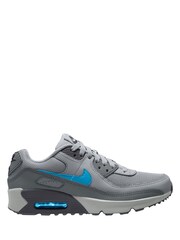 Nike Grey Current Blue Youth Air Max 90 Trainers - Image 1 of 3