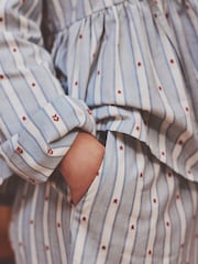 Blue Stripe Woven Long Sleeve Peplum Pyjamas - Image 6 of 6