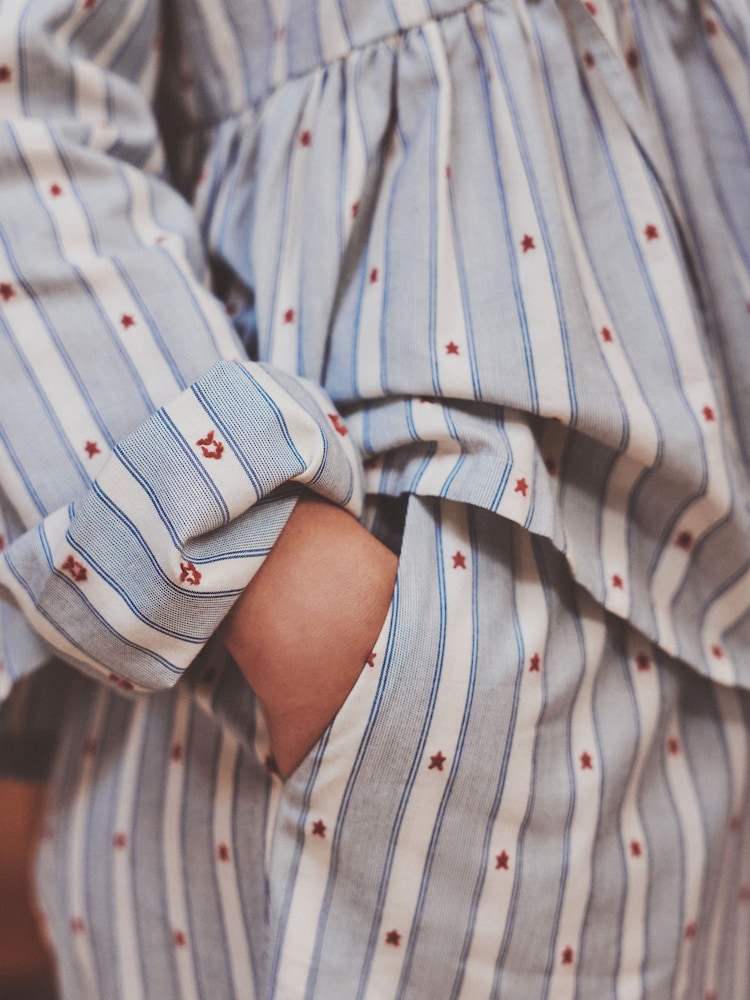 Blue Stripe Woven Long Sleeve Peplum Pyjamas - Image 6 of 6 Blue Stripe Woven Long Sleeve Peplum Pyjamas - Image 6 of 6