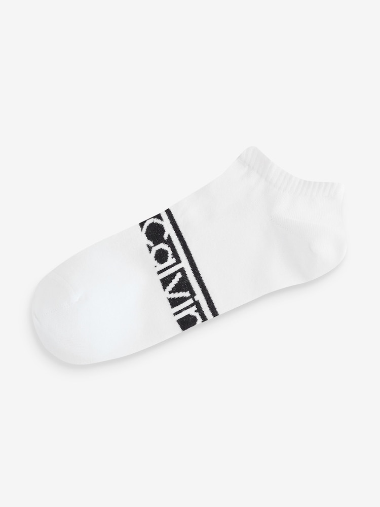 Calvin Klein White Cotton Logo Stripe Trainer Socks 2 Pack - Image 2 of 3