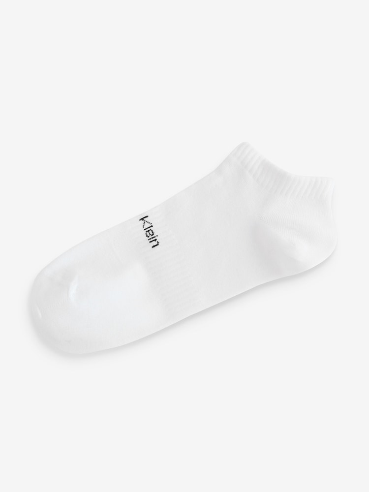 Calvin Klein White Cotton Logo Stripe Trainer Socks 2 Pack - Image 3 of 3
