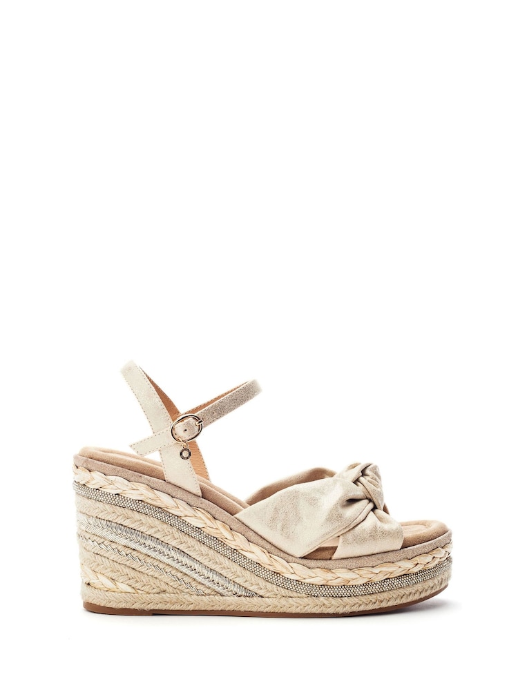 Moda in Pelle Gold Meerah Glitz Wedge Knot Sandals - Image 1 of 3