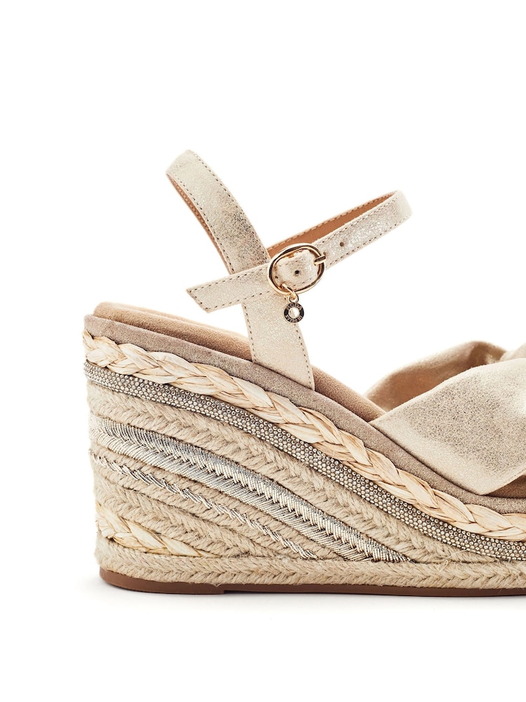 Moda in Pelle Gold Meerah Glitz Wedge Knot Sandals - Image 2 of 3
