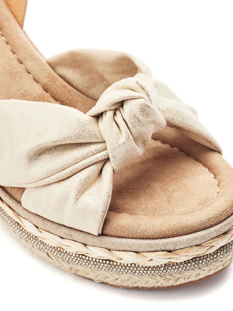 Moda in Pelle Gold Meerah Glitz Wedge Knot Sandals - Image 3 of 3
