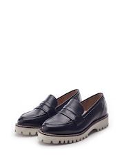 Moda in Pelle Blue Eleyna Stitch Rand Tassel Leather Loafers - Image 2 of 5