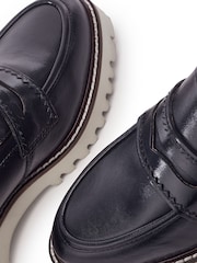 Moda in Pelle Blue Eleyna Stitch Rand Tassel Leather Loafers - Image 4 of 5