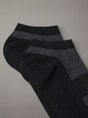 Calvin Klein Black Ribbed Logo Trainer Socks 2 Pack - Image 2 of 2