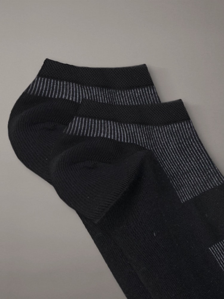 Calvin Klein Black Ribbed Logo Trainer Socks 2 Pack - Image 2 of 2