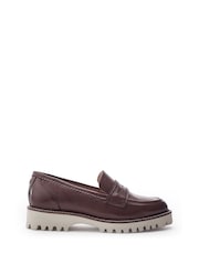 Moda in Pelle Brown Eleyna Stitch Rand Tassel Leather Loafers - Image 1 of 4