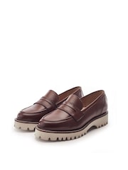 Moda in Pelle Brown Eleyna Stitch Rand Tassel Leather Loafers - Image 2 of 4