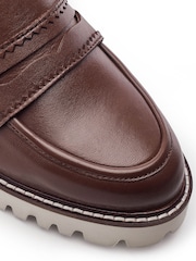 Moda in Pelle Brown Eleyna Stitch Rand Tassel Leather Loafers - Image 3 of 4
