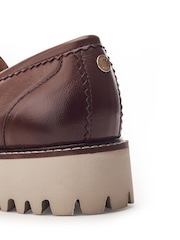 Moda in Pelle Brown Eleyna Stitch Rand Tassel Leather Loafers - Image 4 of 4