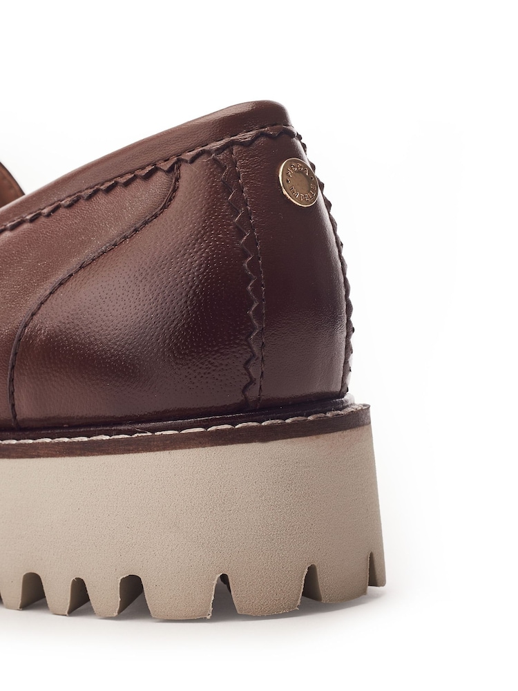 Moda in Pelle Brown Eleyna Stitch Rand Tassel Leather Loafers - Image 4 of 4