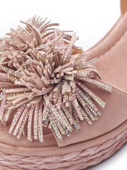 Moda in Pelle Natural Marco Pom Pom Wedge Sandals - Image 4 of 4