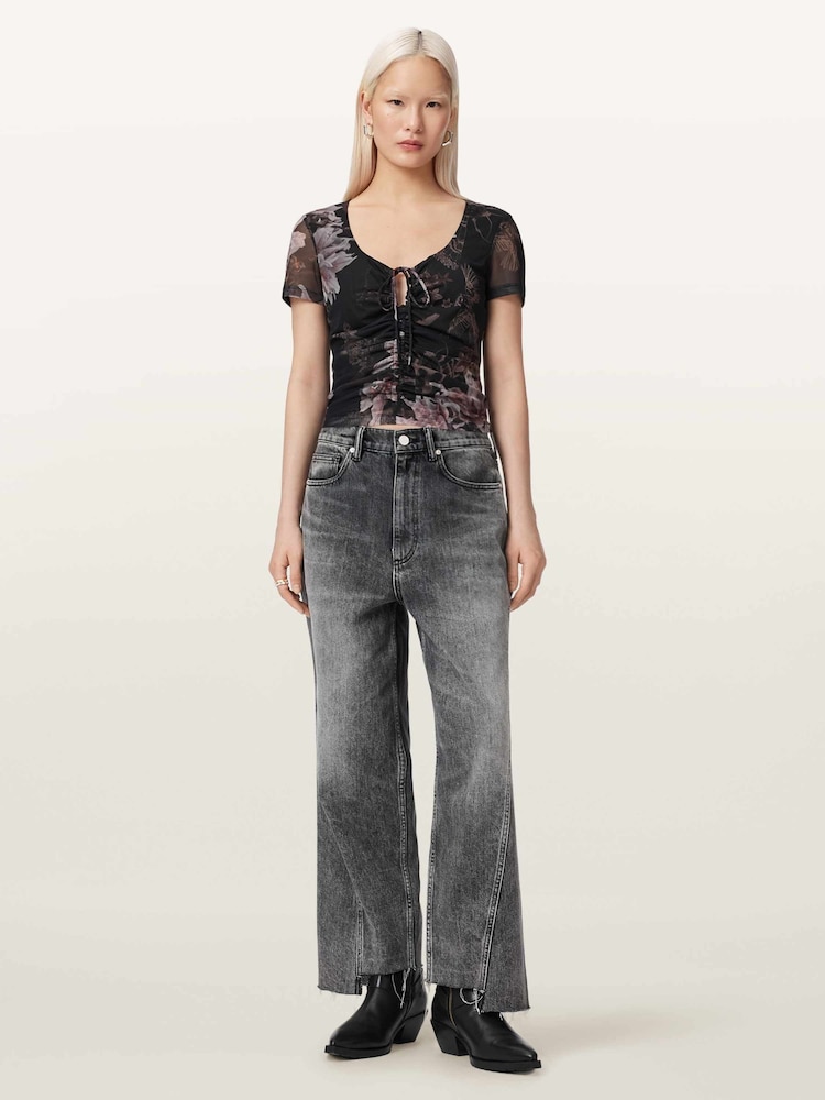 Negru - AllSaints Gabby Mesh Top - Imaginea 2 din 7