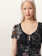 Negru - AllSaints Gabby Mesh Top - Imaginea 3 din 7