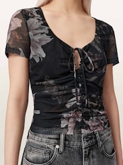 Negru - AllSaints Gabby Mesh Top - Imaginea 4 din 7